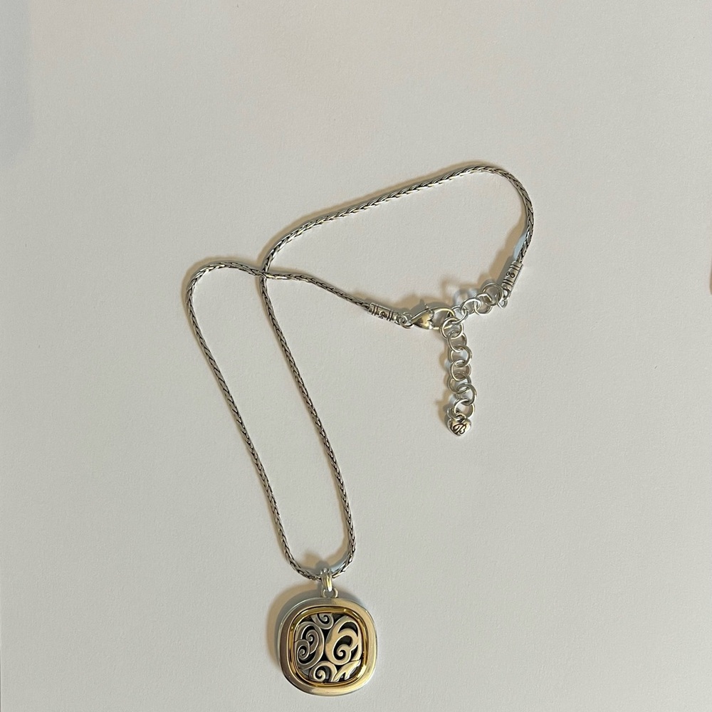Brighton Silver/Gold Two Tone Spin Master Swirl Pendant Necklace. Retired 18” - Picture 3 of 5